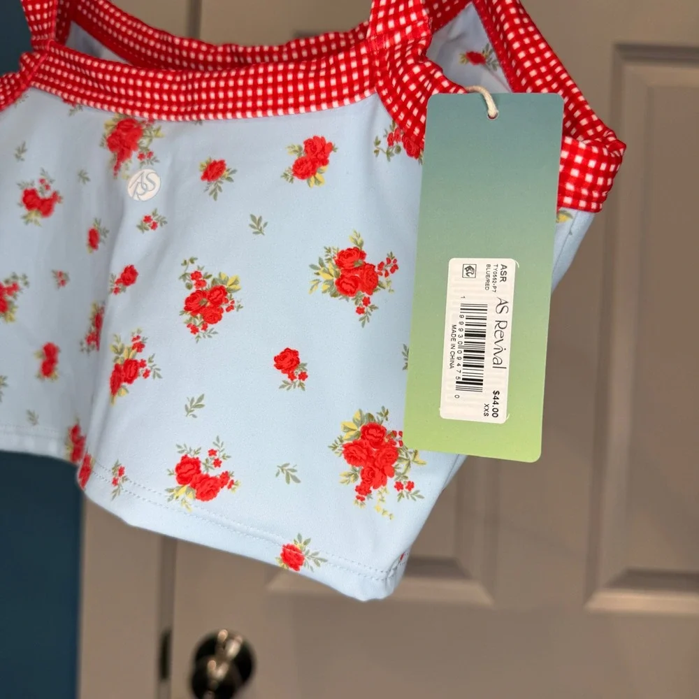 AS Revival Floral Gingham Activewear Set Skort and‎ Crop Top Size XXS